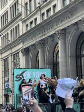 Breanna Stewart, a NY Liberty player and WNBA Champion, celebrating her victory during an Oct. 20 ticker-tape parade on Broadway.