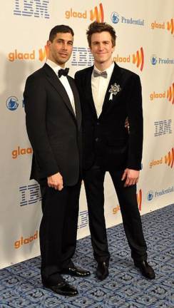 Gavin Creel with GLAAD CEO Jarrett Barrios at the 21st Annual GLAAD Media Awards on March 13, 2010 at the Marriott Marquis Hotel in NYC.