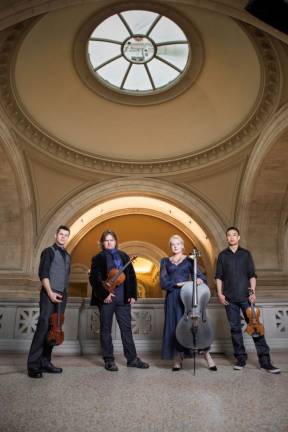 Dorothy Lawson with her string quartet Ethel at the Metropolitan Museum of Art.