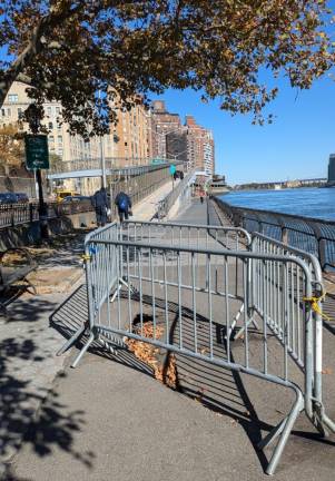 Esplanade looking north towards 78th Street Ramp. A sinkhole for your thoughts? October 25. 2024.