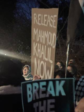 Protesters descended on Gracie Mansion on March 12 after Mayor Adams refused to take a stand on the arrest by ICE agents of Mahmoud Khalil, a spokesperson at last summer’s pro-Palestinian/anti-Israel protests at Columbia University. P