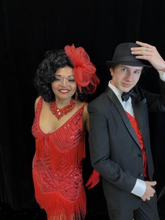 Sixteen year old Robert Levey (right) stars as the young Frank Sinatra at the Triad Theater with actress and director Linda Miller.