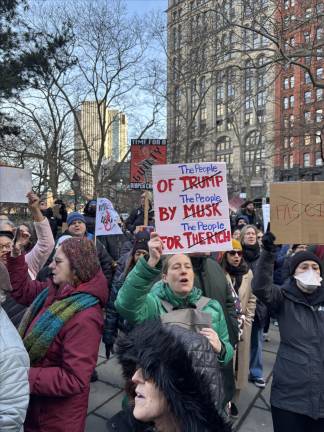 Several Hundred Protestors at Peaceful but Boisterous Anti-Trump Rally at City Hall Park