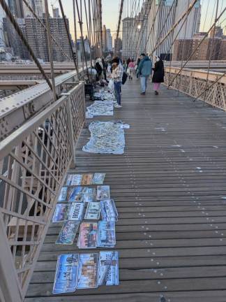 Dozens of Illegal Vendors— &amp; One Giant Ape—Reclaim Brooklyn Bridge from City