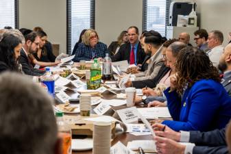 Assembly Member Rebecca Seawright and her fellow Aging Committee members listening to a report from Greg Olsen, Acting Director of the NYS Office for the Aging, on Feb. 4.