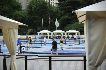 At up to $120 an hour (on weekends), the pickleball courts at Wollman Rink in Central Park are decidedly pricey, but are still drawing crowds.