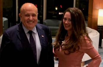 Rudy Giuliani (left) and Noelle Dunphy, a former employee who sued Giuliani for sexual harassment and was now among the parties on the creditor’s committee in his bankruptcy case. Photo: Noelle Dunphy