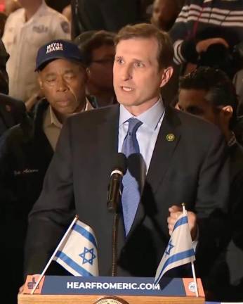 Congressman Dan Goldman at the vigil that was held in New York on Oct. 9 for victims of recent terrorist attacks in Israel. (Instagram/repdangoldman)