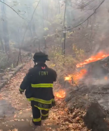 Over 80 firefighters responded to the brush fire that erupted in the 198 acre Inwood Hills Park on Nov. 13. The FDNY deployed drones and had to pull water from the Spuyten Duyvil Creek and Harlem River because the forest contained no fire hydrants.