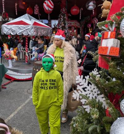 This youngster is not shy about advertising why he’s visiting the Winter Wonderland at Pier 15 on Sunday Dec. 15, 2024