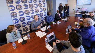 MTA Chair &amp; CEO Janno Lieber, Chief Customer Officer Shanifah Rieara, Metro-North President Catherine Rinaldi, and NYCT President Demetrius Crichlow host a local media roundtable for Manhattan, Bronx, and Hudson Valley outlets at the West Farms Depot on Friday, Oct 25, 2024.