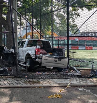 Daniel Hyden’s Ford F-150 on the morning of July 5, before being removed from Corlears Hook Park by NYPD.