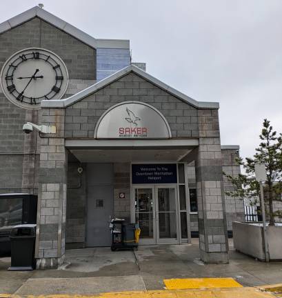 Saker Aviation Services building at Downtown Manhattan Heliport, Feb. 12, 2025.