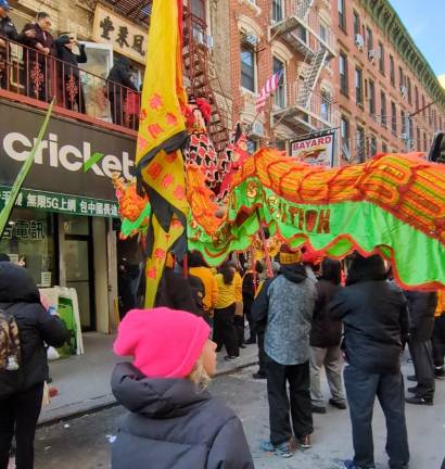 Children and adults alike delight in the lions at the Lunar New Year Parade in Chinatown on Feb. 8.