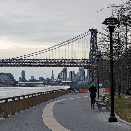 <b>The end of the line on the East River Esplenade is just short of the Williamsburg Bridge. </b>Photo: Brian Berger