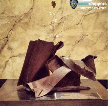 9/11 Memorial inside Church of St. Francis of Assisi before the rose was stolen.