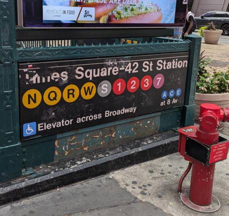 In the heart of little old New York, one of the busiest subway stops in the NYC Transit system.