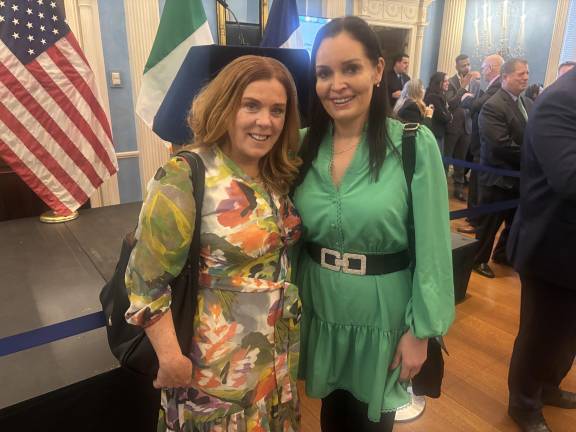 Catherine Hallahan (right) and Miriam Grady flew in from County Mayo, Ireland, for the St. Patrick’s Day parade in New York.