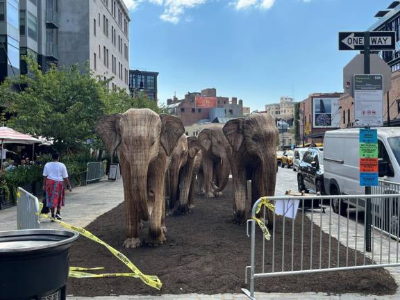 Looking more like a set from Law and Order SVU than the native grasslands of India, the 100 life-size elephants of The Great Elephant Migration art project are on view in the Meatpacking District through next month.