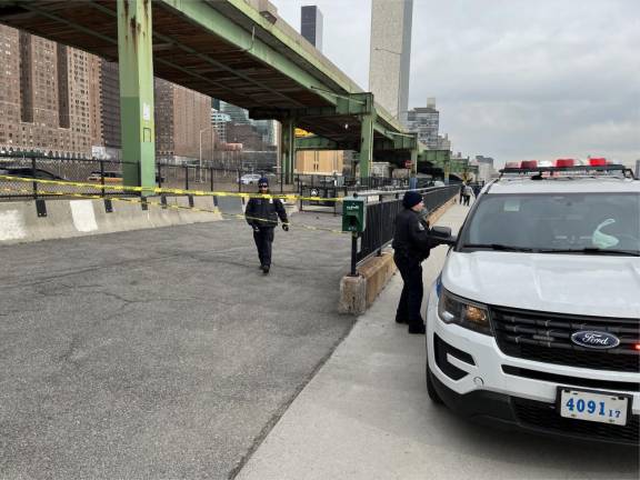 Police say the driver was attempting to enter the FDR but instead entered the service road for the Esplanade. Photo: Keith Kelly.