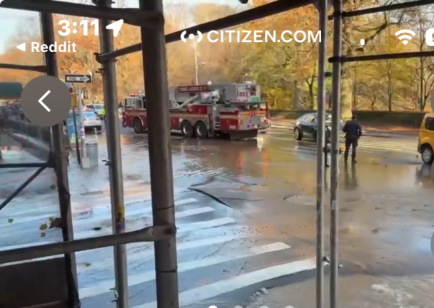 A water main break at Central Park West and W. 102nd St. halted subway service on the A, C, B and D lines in Manhattan and knocked out water service to eight buildings on the UWS on Nov. 27