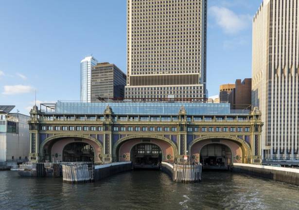 Battery Maritime Building approaching the ferry terminal from the East River, Architect: Marvel Architects.