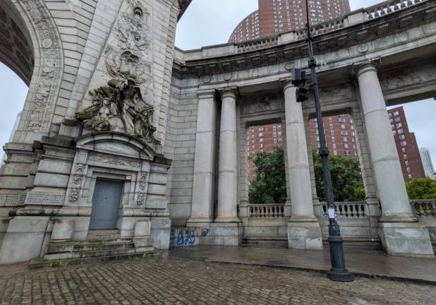 A Public Space Restored: Manhattan Bridge Plaza, no longer Tent City South, August 7, 2024. Within days, Tent City was back.