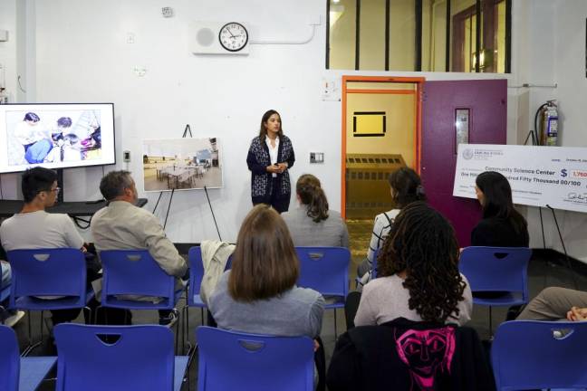 Council Member Carlina Rivera announces new community science center on Tuesday, Oct. 15.