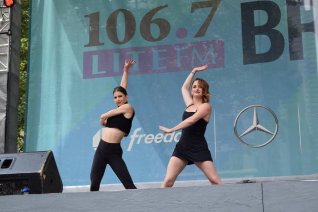 Mary Claire King and Rachel Schur performed “Hot Honey Rag” from “Chicago” at 2024’s third Broadway in Bryant Park concert.