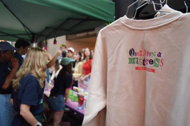 The table for the now-running <i>”Once Upon a Mattress”</i> revival was a popular one with fans at the Broadway Flea Market.