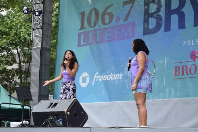 Nadia Dandashi and D’Kaylah Unique Whitley performed “If We Were Married” from “Suffs” at 2024’s third Broadway in Bryant Park concert.