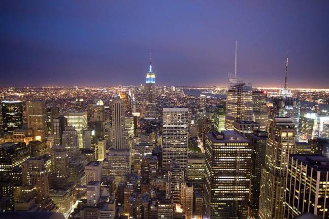 The once iconic NYC skyline seen here in a May, 2008 photo is increasingly punctuated by tall pencil towers in recent years.