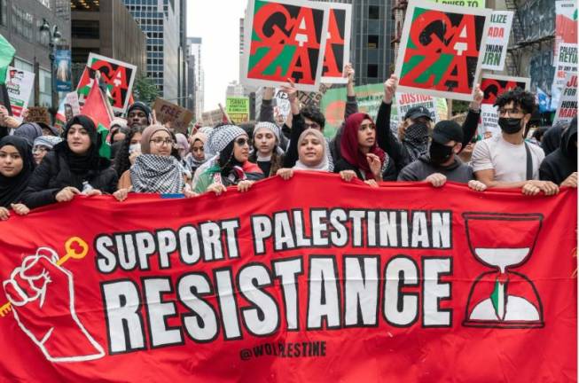 Supporters of Palestine at a rally in Times Square on Oct. 8. Photo: Lev Radin/Shutterstock