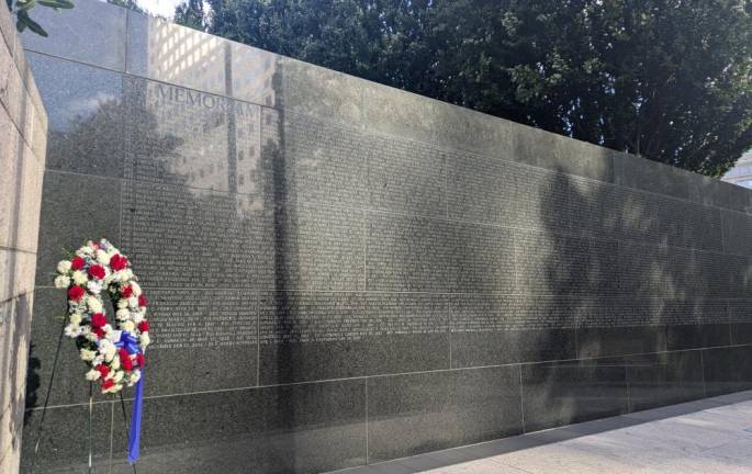 Names on the main wall of the New York City Police Memorial