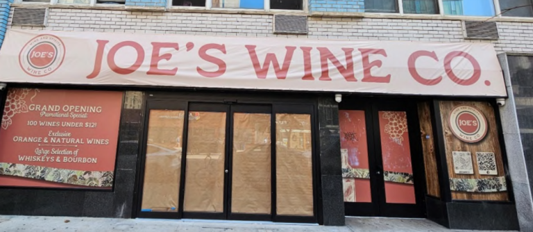 Joe’s Wine Co. in August 2024, around its opening on 3rd Ave. This photo was included by Trader Joe’s in a November 2024 lawsuit accusing the store of trademark infringement. This signage is now gone.