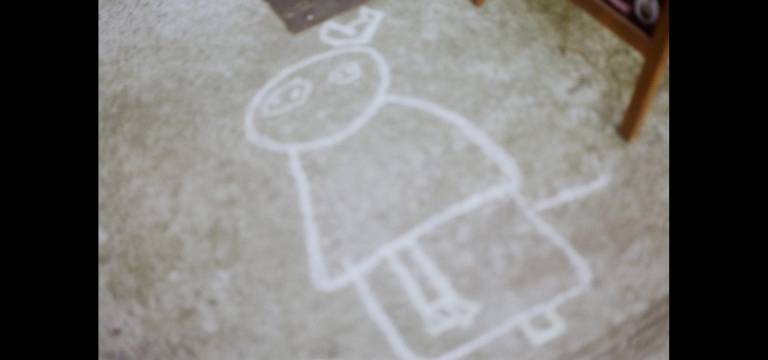 Amy’s whimsical chalk drawing.