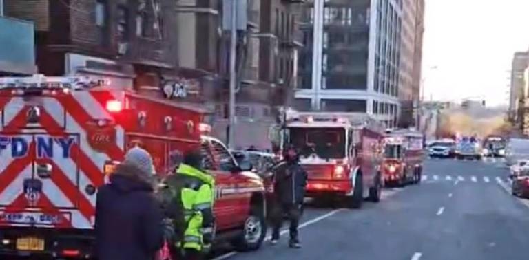 A subway crash triggered a massive response of FDNY, EMTs and NYPD to the Upper West Side near the 96th St station on Jan. 4 when a 1 train with passengers collided with another 1 train that was empty and being worked on after it was vandalized. Photo: Citizens app