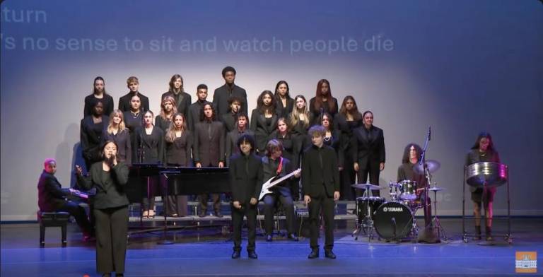 Frank Sinatra High School Chamber Singers and Musicians perform Stevie Wonder’s “Saturn,” September 17, 2024.