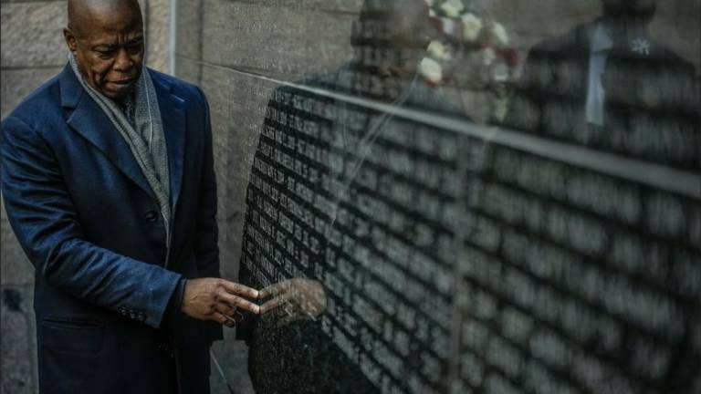 Mayor Adams at the New York City Police Memorial, October 15, 2024.