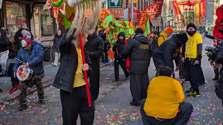 Lions, dragons, drummers, and confetti on Bayard Street.